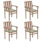 vidaXL Sedie da Giardino Impilabili con Cuscini 4 pz Massello di Teak vidaXL Sedie da Giardino Impilabili con Cuscini 4 pz Massello di Teak