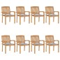 vidaXL Sedie da Giardino Impilabili 8 pz con Cuscini Massello di Teak vidaXL Sedie da Giardino Impilabili 8 pz con Cuscini Massello di Teak