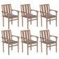 vidaXL Sedie da Giardino Impilabili con Cuscini 6 pz Massello di Teak vidaXL Sedie da Giardino Impilabili con Cuscini 6 pz Massello di Teak