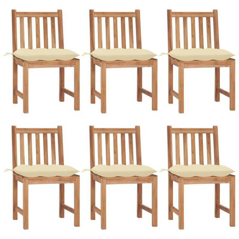 vidaXL Sedie da Giardino 6 pz con Cuscini in Legno Massello di Teak vidaXL Sedie da Giardino 6 pz con Cuscini in Legno Massello di Teak
