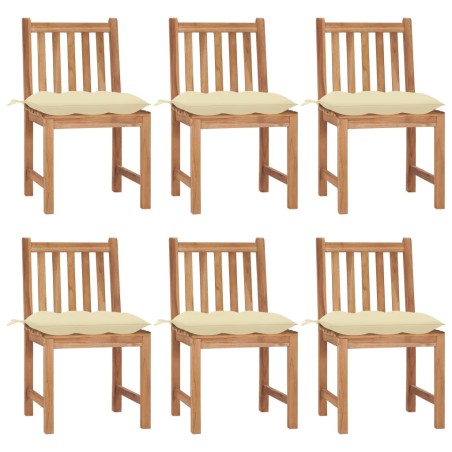 vidaXL Sedie da Giardino 6 pz con Cuscini in Legno Massello di Teak