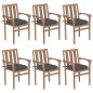 vidaXL Sedie da Giardino Impilabili con Cuscini 6 pz Massello di Teak vidaXL Sedie da Giardino Impilabili con Cuscini 6 pz Massello di Teak