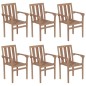 vidaXL Sedie da Giardino Impilabili con Cuscini 6 pz Massello di Teak vidaXL Sedie da Giardino Impilabili con Cuscini 6 pz Massello di Teak