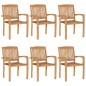 vidaXL Sedie da Giardino Impilabili con Cuscini 6 pz Massello di Teak vidaXL Sedie da Giardino Impilabili con Cuscini 6 pz Massello di Teak