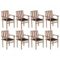 vidaXL Sedie da Giardino Impilabili con Cuscini 8 pz Massello di Teak vidaXL Sedie da Giardino Impilabili con Cuscini 8 pz Massello di Teak