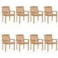 vidaXL Sedie da Giardino Impilabili 8 pz con Cuscini Massello di Teak