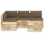 vidaXL Set Salotto da Giardino con Cuscini 5 pz Legno Impregnato Verde