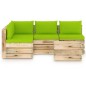 vidaXL Set Salotto da Giardino con Cuscini 5 pz Legno Impregnato Verde