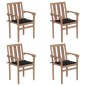 vidaXL Sedie da Giardino Impilabili con Cuscini 4 pz Massello di Teak vidaXL Sedie da Giardino Impilabili con Cuscini 4 pz Massello di Teak