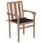 vidaXL Sedie da Giardino Impilabili con Cuscini 4 pz Massello di Teak vidaXL Sedie da Giardino Impilabili con Cuscini 4 pz Massello di Teak