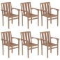 vidaXL Sedie da Giardino Impilabili con Cuscini 6 pz Massello di Teak vidaXL Sedie da Giardino Impilabili con Cuscini 6 pz Massello di Teak