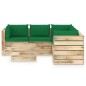 vidaXL Set Salotto da Giardino con Cuscini 6 pz Legno Impregnato Verde vidaXL Set Salotto da Giardino con Cuscini 6 pz Legno Impregnato Verde