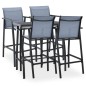 vidaXL Set Bar da Giardino 5 pz Nero e Grigio