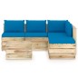 vidaXL Set Salotto da Giardino con Cuscini 6 pz Legno Impregnato Verde vidaXL Set Salotto da Giardino con Cuscini 6 pz Legno Impregnato Verde