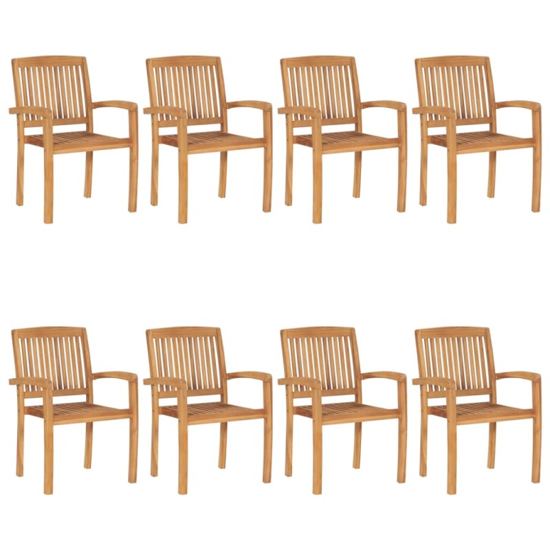 vidaXL Sedie da Giardino Impilabili 8 pz in Legno Massello di Teak vidaXL Sedie da Giardino Impilabili 8 pz in Legno Massello di Teak