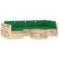 vidaXL Set Divani da Giardino con Cuscini 7 pz Legno Impregnato Verde