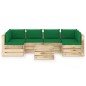 vidaXL Set Divani da Giardino con Cuscini 7 pz Legno Impregnato Verde