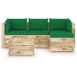 vidaXL Set Salotto da Giardino con Cuscini 5 pz Legno Impregnato Verde
