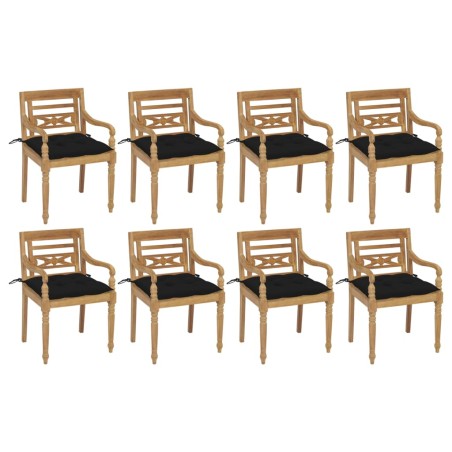 vidaXL Sedie Batavia con Cuscini 8 pz in Legno Massello di Teak