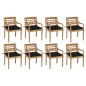 vidaXL Sedie Batavia con Cuscini 8 pz in Legno Massello di Teak vidaXL Sedie Batavia con Cuscini 8 pz in Legno Massello di Teak