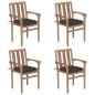 vidaXL Sedie da Giardino Impilabili con Cuscini 4 pz Massello di Teak vidaXL Sedie da Giardino Impilabili con Cuscini 4 pz Massello di Teak