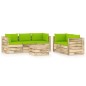 vidaXL Set Divani da Giardino con Cuscini 6 pz Legno Impregnato Verde
