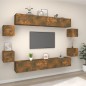 Set Mobili Porta TV 8pz Rovere Fumo in Legno Multistrato Set Mobili Porta TV 8pz Rovere Fumo in Legno Multistrato