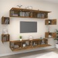 Set Mobili Porta TV 8pz Rovere Fumo in Legno Multistrato Set Mobili Porta TV 8pz Rovere Fumo in Legno Multistrato