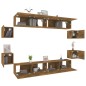 Set Mobili Porta TV 8pz Rovere Fumo in Legno Multistrato Set Mobili Porta TV 8pz Rovere Fumo in Legno Multistrato