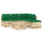vidaXL Set Salotto da Giardino con Cuscini 6 pz Legno Impregnato Verde vidaXL Set Salotto da Giardino con Cuscini 6 pz Legno Impregnato Verde