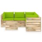 vidaXL Set Salotto da Giardino con Cuscini 6 pz Legno Impregnato Verde vidaXL Set Salotto da Giardino con Cuscini 6 pz Legno Impregnato Verde