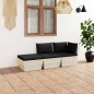Set Divani da Giardino su Pallet 3 pz con Cuscini Legno Abete Set Divani da Giardino su Pallet 3 pz con Cuscini Legno Abete