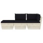 Set Divani da Giardino su Pallet 3 pz con Cuscini Legno Abete Set Divani da Giardino su Pallet 3 pz con Cuscini Legno Abete