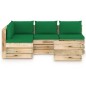 vidaXL Set Salotto da Giardino con Cuscini 5 pz Legno Impregnato Verde