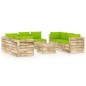 vidaXL Set Divani da Giardino con Cuscini 9 pz Legno Impregnato Verde vidaXL Set Divani da Giardino con Cuscini 9 pz Legno Impregnato Verde