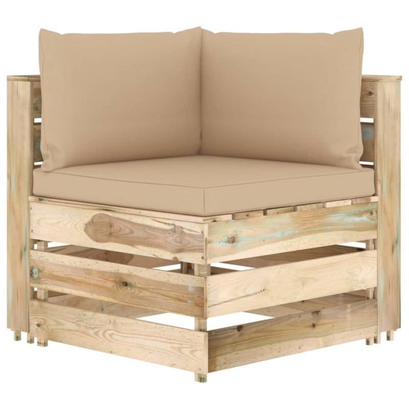 vidaXL Set Salotto da Giardino con Cuscini 7 pz Legno Impregnato Verde vidaXL Set Salotto da Giardino con Cuscini 7 pz Legno Impregnato Verde