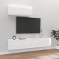 Set Mobili Porta TV 3 pz Bianco Lucido in Legno Multistrato Set Mobili Porta TV 3 pz Bianco Lucido in Legno Multistrato