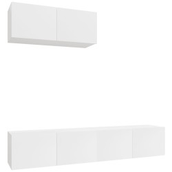 Set Mobili Porta TV 3 pz Bianco Lucido in Legno Multistrato