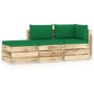 vidaXL Set Salotto da Giardino con Cuscini 3 pz Legno Impregnato Verde vidaXL Set Salotto da Giardino con Cuscini 3 pz Legno Impregnato Verde