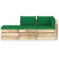 vidaXL Set Salotto da Giardino con Cuscini 3 pz Legno Impregnato Verde vidaXL Set Salotto da Giardino con Cuscini 3 pz Legno Impregnato Verde