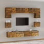 Set Mobili Porta TV 8pz Rovere Fumo in Legno Multistrato Set Mobili Porta TV 8pz Rovere Fumo in Legno Multistrato