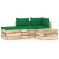 vidaXL Set Salotto da Giardino con Cuscini 4 pz Legno Impregnato Verde vidaXL Set Salotto da Giardino con Cuscini 4 pz Legno Impregnato Verde