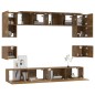 Set Mobili Porta TV 8pz Rovere Fumo in Legno Multistrato Set Mobili Porta TV 8pz Rovere Fumo in Legno Multistrato