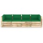 vidaXL Divano da Giardino 4 Posti con Cuscini Legno Impregnato Verde vidaXL Divano da Giardino 4 Posti con Cuscini Legno Impregnato Verde