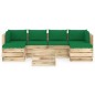 vidaXL Set Divani da Giardino con Cuscini 7 pz Legno Impregnato Verde
