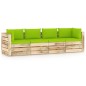 vidaXL Divano da Giardino 4 Posti con Cuscini Legno Impregnato Verde vidaXL Divano da Giardino 4 Posti con Cuscini Legno Impregnato Verde