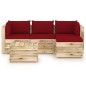 vidaXL Set Salotto da Giardino con Cuscini 5 pz Legno Impregnato Verde