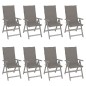 vidaXL Sedie Giardino Reclinabili 8pz Cuscini Massello Acacia Grigio vidaXL Sedie Giardino Reclinabili 8pz Cuscini Massello Acacia Grigio