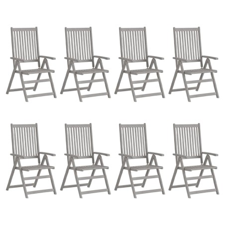 vidaXL Sedie Giardino Reclinabili 8pz Cuscini Massello Acacia Grigio