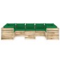 vidaXL Set Divani da Giardino con Cuscini 10 pz Legno Impregnato Verde vidaXL Set Divani da Giardino con Cuscini 10 pz Legno Impregnato Verde